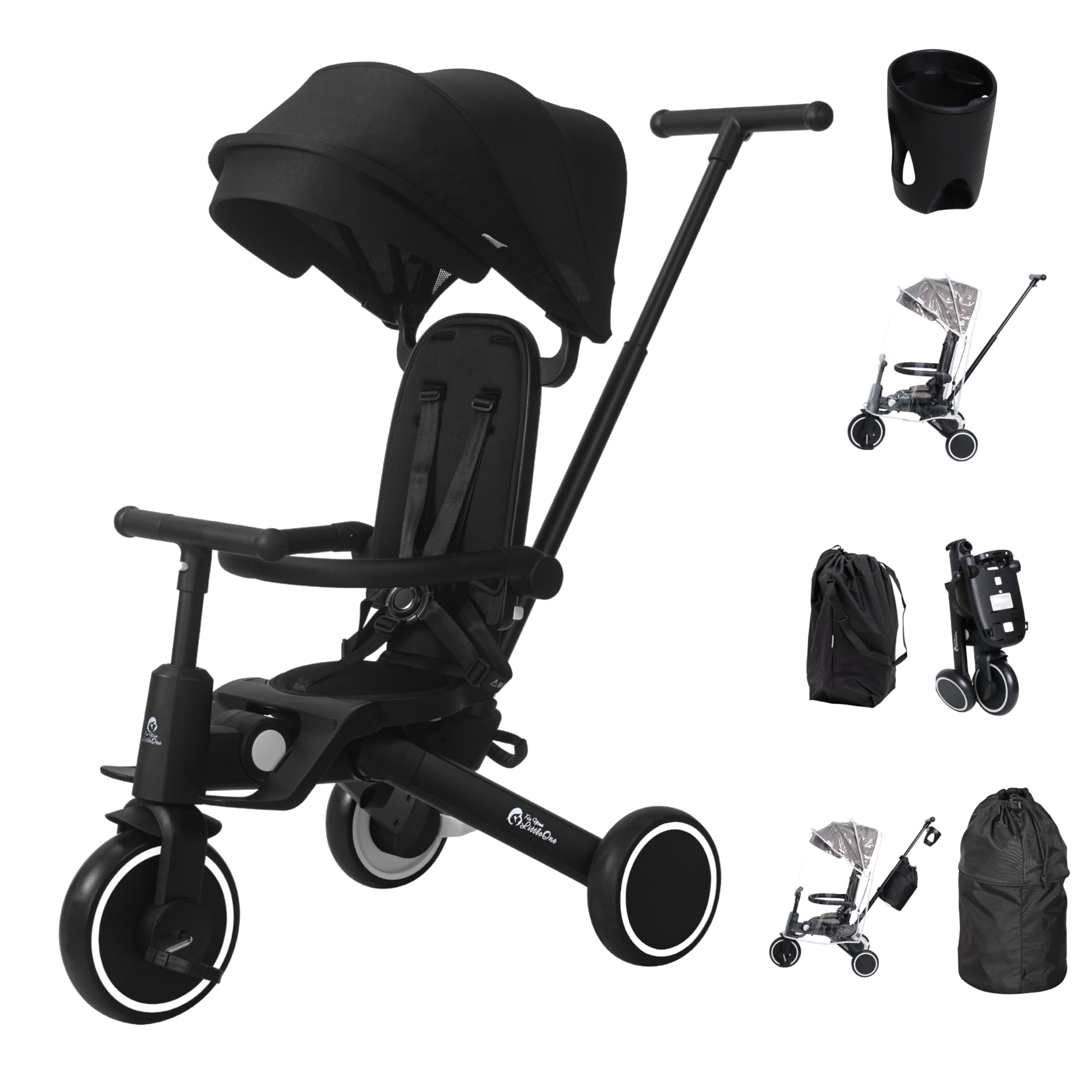 Xplor Kids Trike Foldable Compact Portable Tricycle Toddler With Parent Handles 8 in 1 Design Ages 10m - 5y | For Your Little One | (Xplor Ultimate, Black)