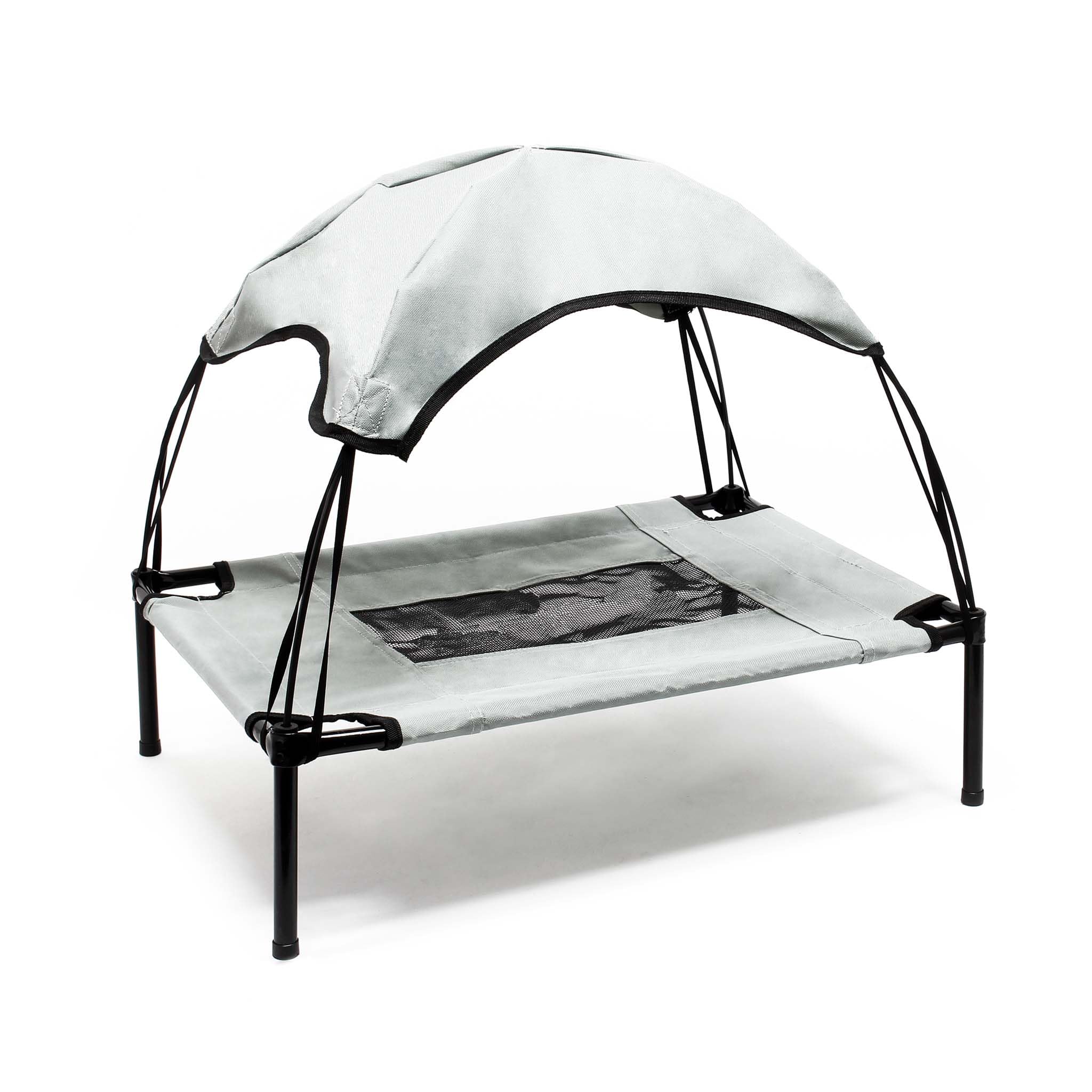 WilTec Hamaca Mascotas Cama Perros Gatos Relax Jardín Outdoor Protección Solar Sombrilla Animales XL Gris