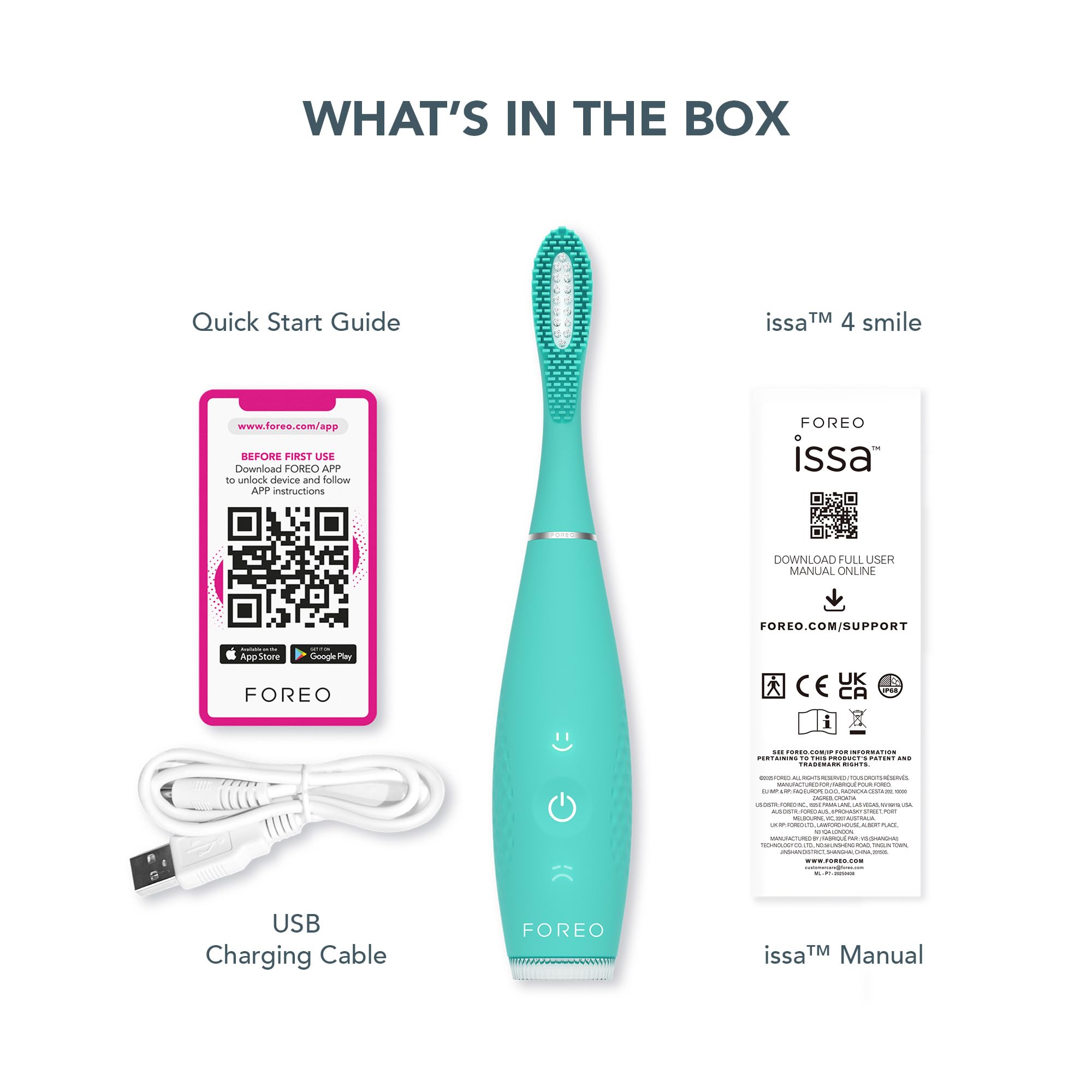 FOREO issa 4 Smile Elektrikli Diş Fırçası – Kompakt ve Seyahat Dostu, 4'ü 1 Arada Hibrit Fırça Başlığı, Plaklara Karşı Dayanıklı - Yaz Gökyüzü