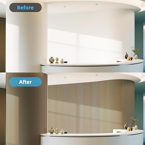 Miniatura 9 de Art3d Panel de pared de listones de madera acústica con diseño plano enrollable, paneles absorbentes de sonido de 95.3 x 23.8 pulgadas para columnas