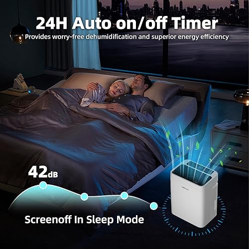 Miniatura 7 de AIRPLUS Deshumidificador de 5000 pies cuadrados de 80 pintas para sótanos, tanque de agua de 1.3 galones, deshumidificadores inteligentes para el