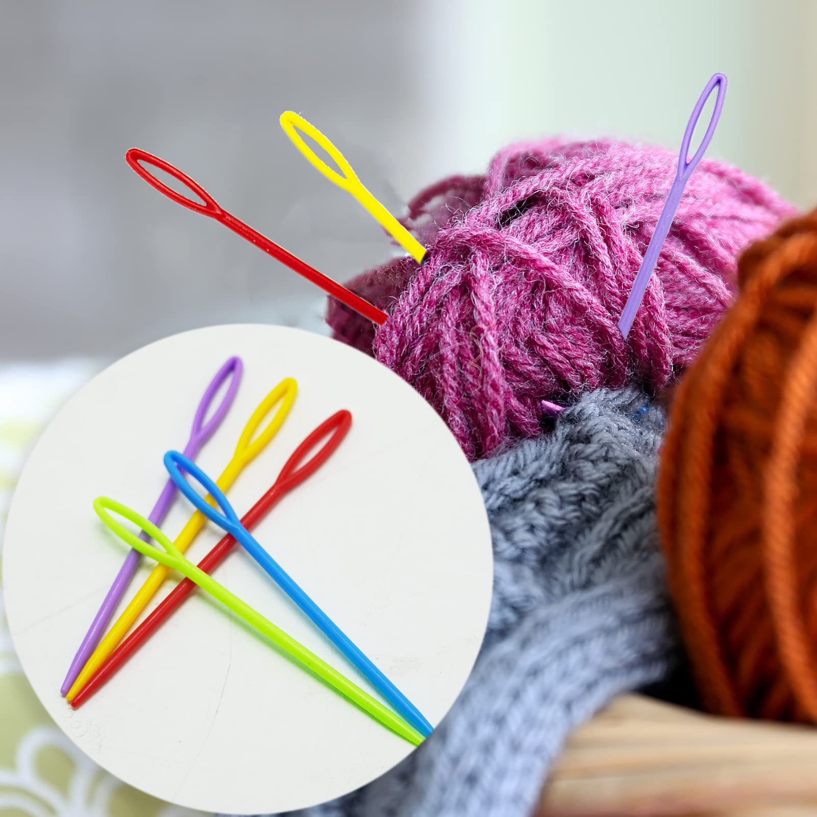 30 Aghi Da Cucito In Plastica Colorata Per Bambini, Grandi Occhi, Forbici Incluse, Ideali Per Progetti Creativi Di Cucito, Punto Croce E Lana, Multicolore
