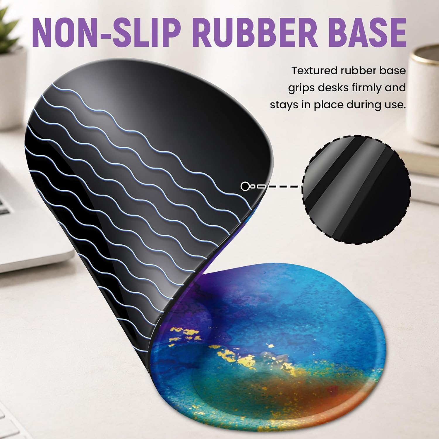 Ergonomic Mouse Pad with Wrist Rest, Gel Wrist Support, Gold Splash image 5