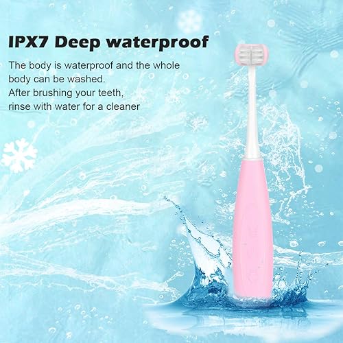 Miniatura 8 de Triple Best Kids Sonic Cepillo de dientes, recargable 32000 VPM, diseño patentado de cabeza de 3 cepillos, cerdas en ángulo para limpiar cada