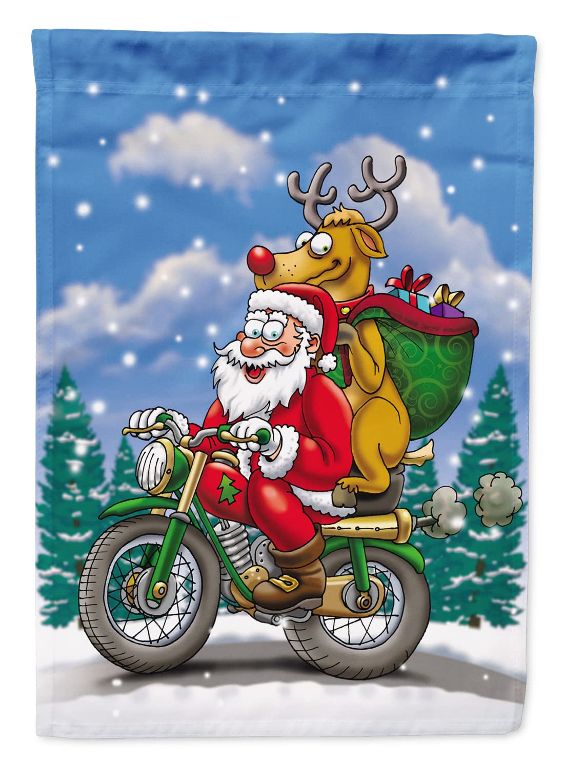 Père Noël sur une moto drapeau de maison grand format pour émerveiller vos enfants