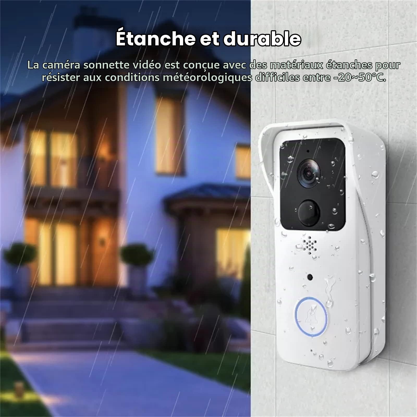 5G 2.4G Wifi Sonnette Vidéo 1080P Tuya Interphone Sans Fil Extérieur Intelligent Sonnette De Porte Sans Fil Étanche Caméra De Sonnette Sans Fil, Audio Bidirectionnel, Vision Nocturne, Étanche IP65