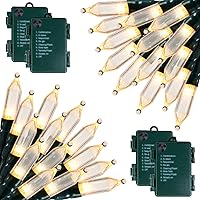 Vista 8 de Luces de Navidad a pilas, paquete de 4 unidades, 20 luces LED mini en cadena con 8 modos, impermeables, luces de árbol para Navidad, exteriores