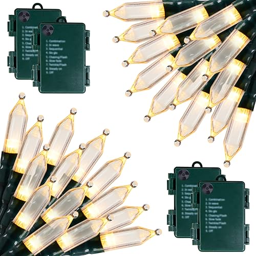 Miniatura 8 de Luces de Navidad a pilas, paquete de 4 unidades, 20 luces LED mini en cadena con 8 modos, impermeables, luces de árbol para Navidad, exteriores