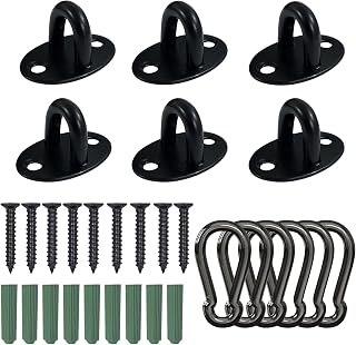 MINGXIAN 6 PCS Stainless Steel Ceiling Hooks, Ceiling Hooks Pad Eyes Plate Marine Hardware Hooks with Screws.