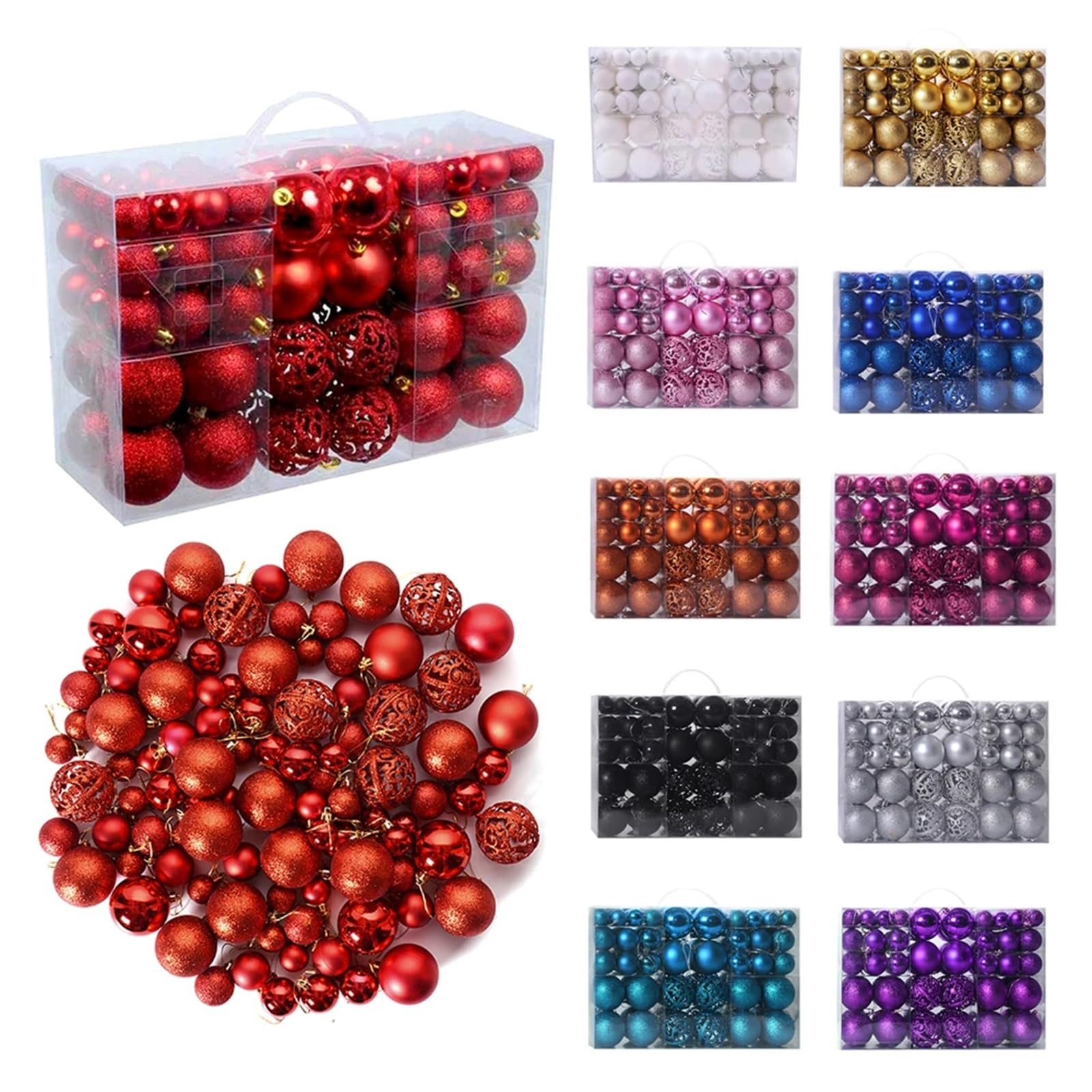 Bolas de Navidad Decoracion 100 Bolas Navideñas De 3-6 Cm For Colgar En El Árbol Navidad, Plástico Irrompible(Lake Blue)