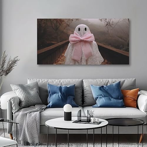 Miniatura 4 de 30"x 60" Canvas Wall Art Moody Ghost Autumn Vintage Halloween Spooky Fall Ghosts Framed Pictures Painting Prints Large Wall Art for Living Room