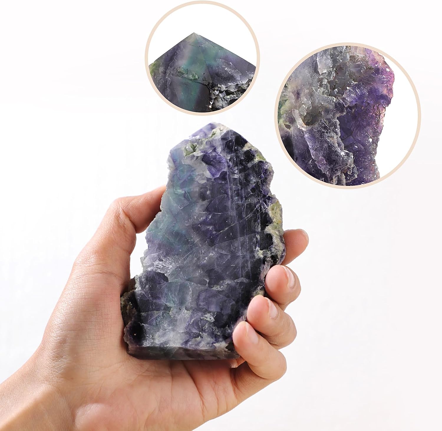 Irregular Crystal Point Stone Wand for Meditation Flourite Crystal Cluster Geode Tower for Home Decor Mineral Specimen, 3.94"-6.11"
