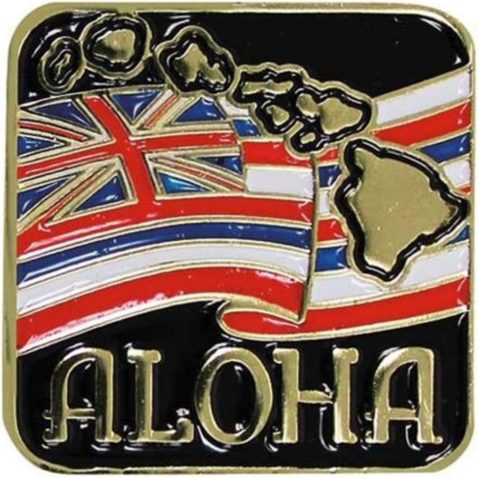 Islander Hawaiian Lapel or Hat Pin Aloha State Flag Red, White One Size