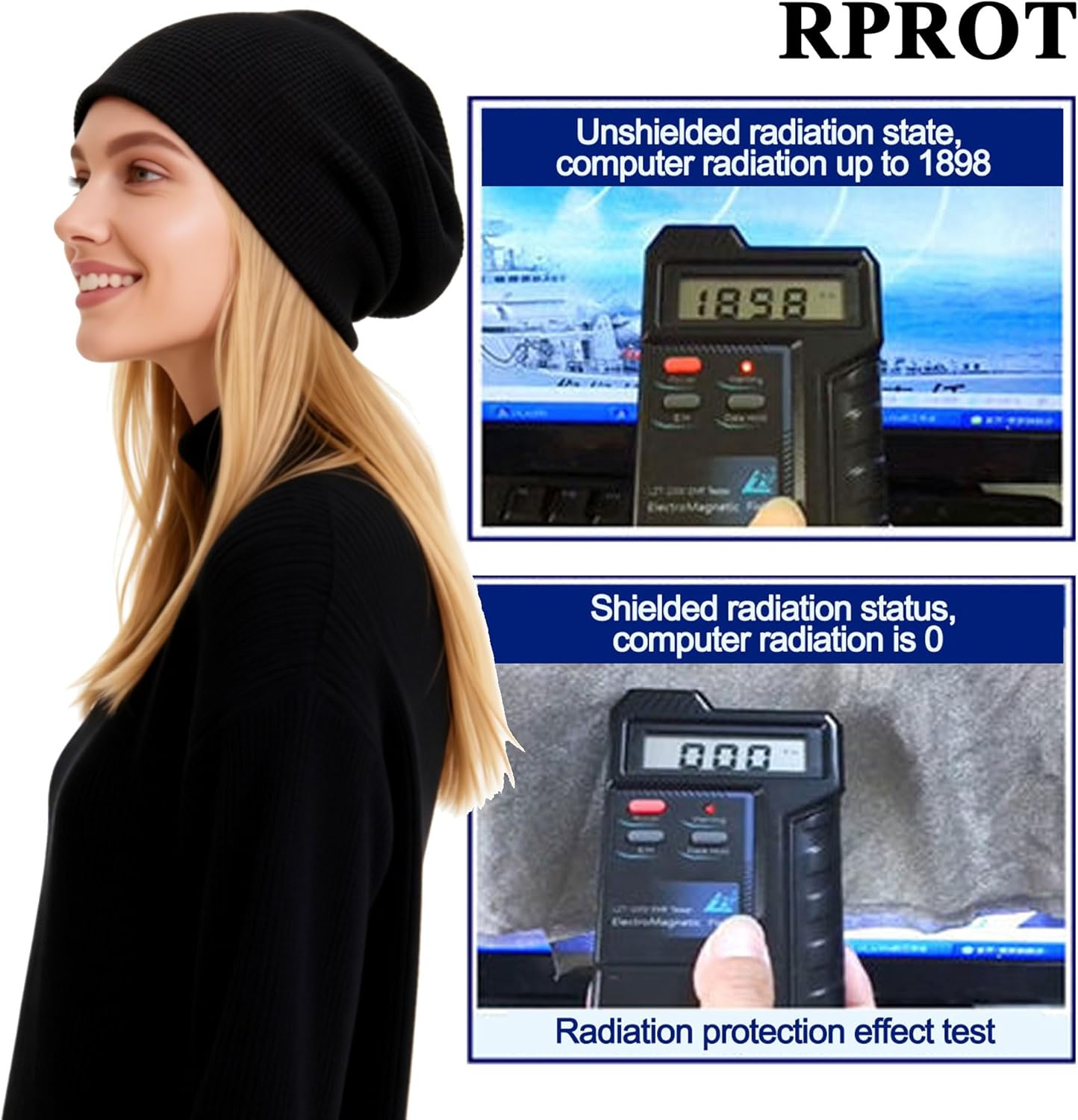 Beanie Protection Hat,Effective 99.99% Anti R.adiation Cap, E.M.F Protection Hat Shielding Cell WiFi 5G RF 19.6-23.6 in