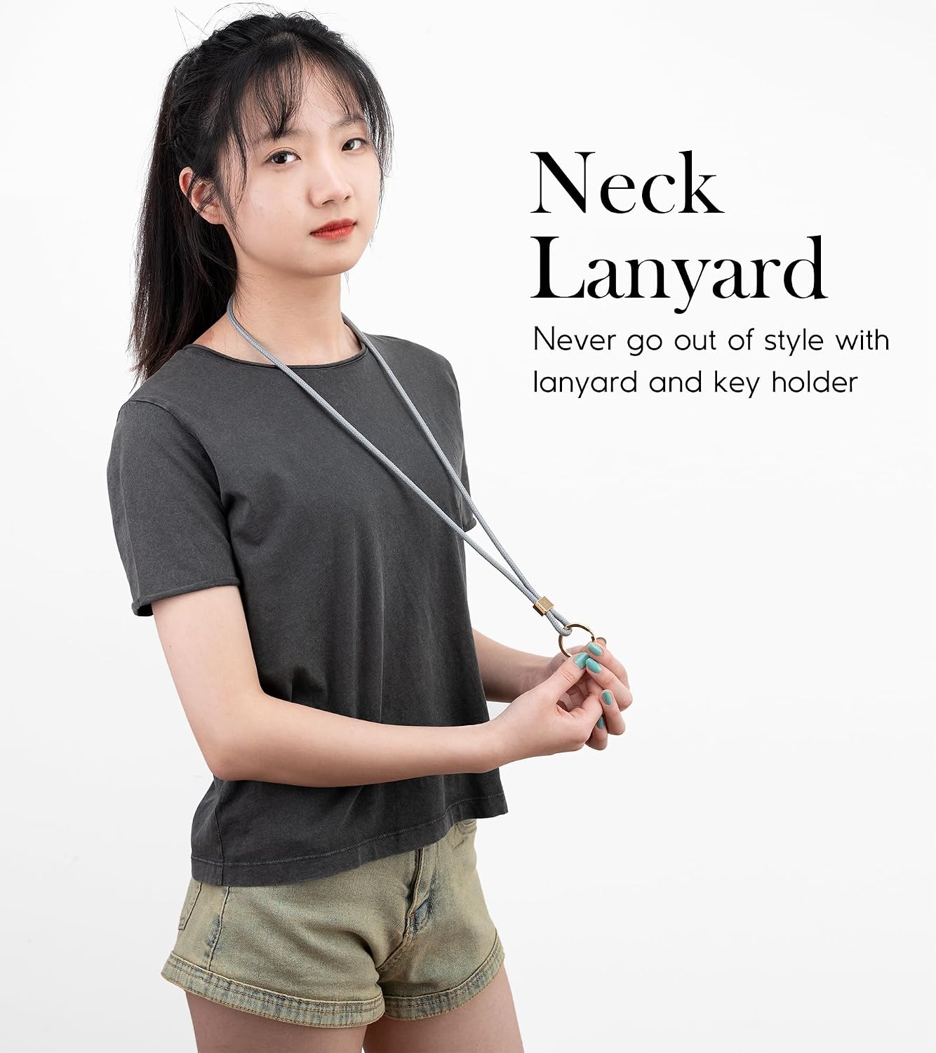 Neck Lanyard Strap for Keys, Original Minimalist Design KeyChain Holder image 2