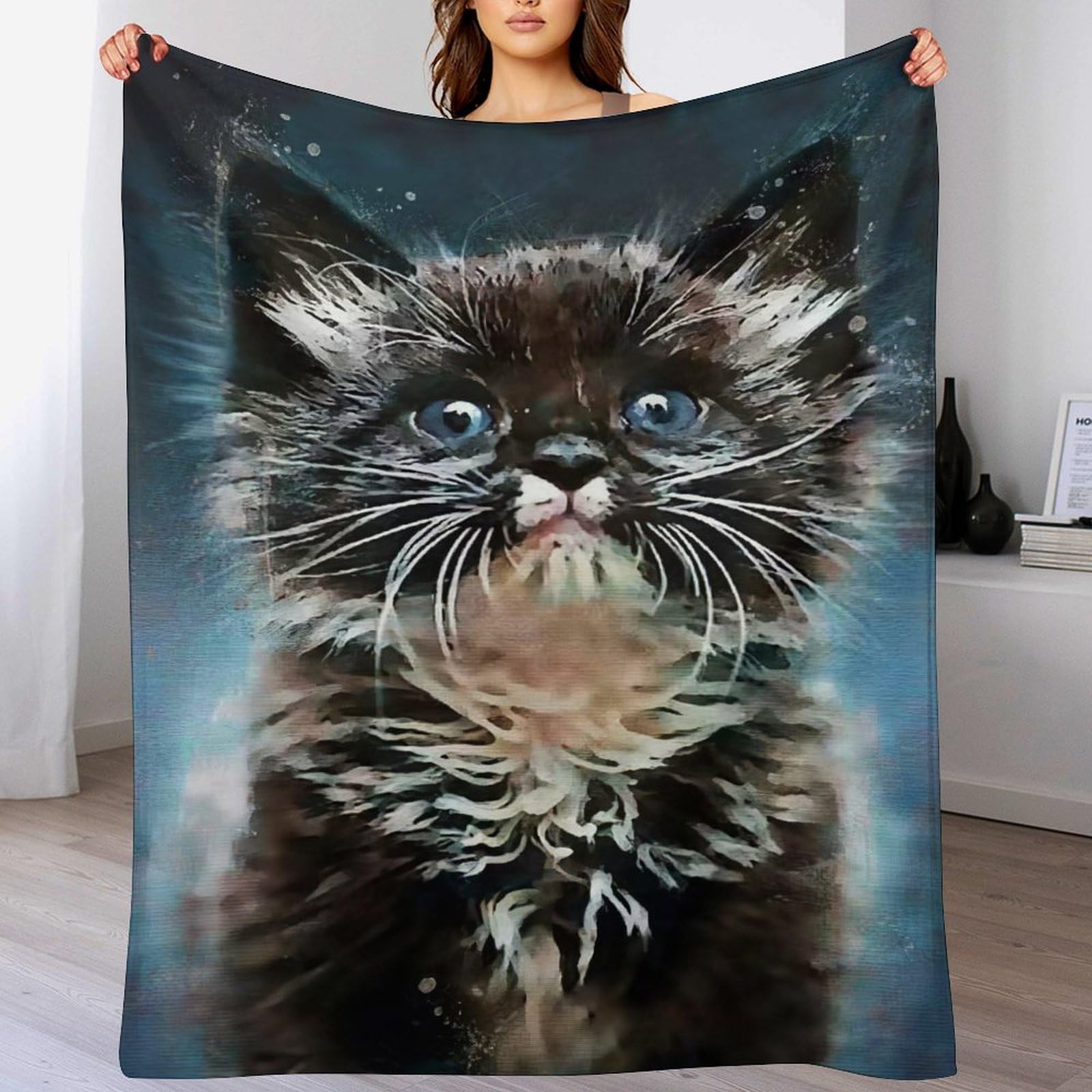 Couverture chat en flannel premium, douceur douce lit et adulte