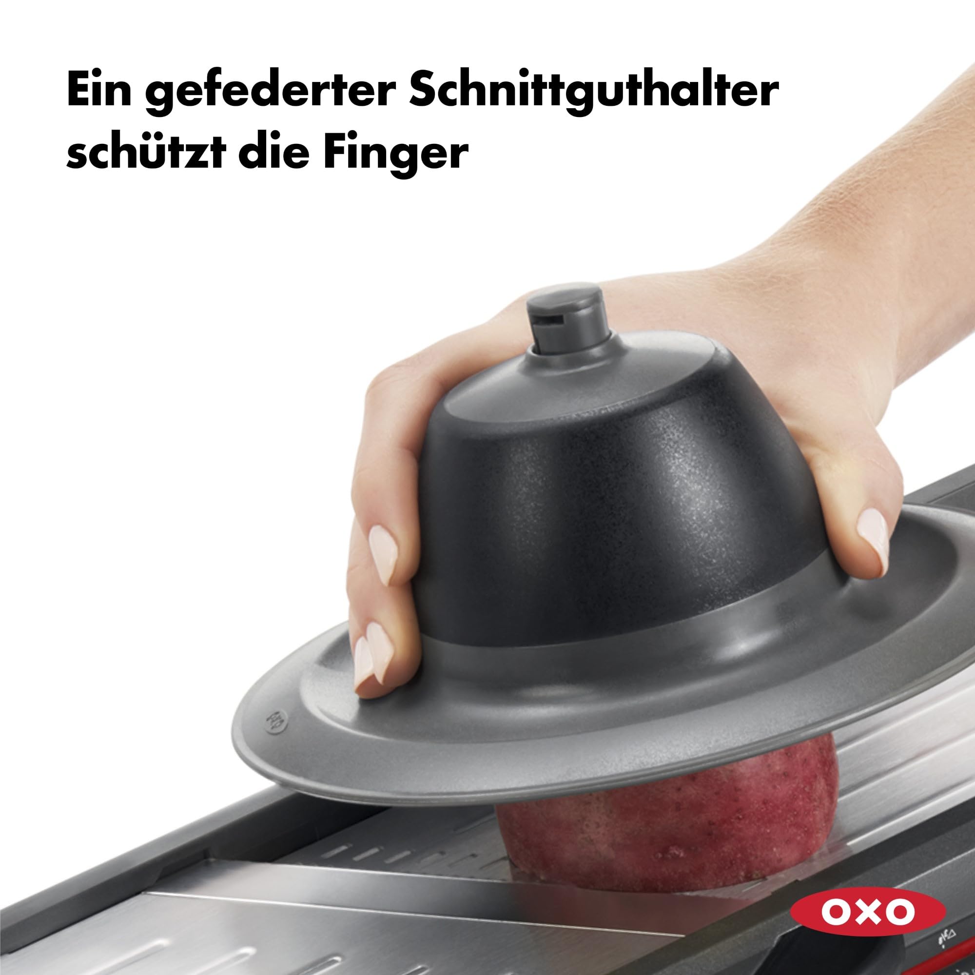 OXO Good Grips Profi Obst- und Gemüsehobel 2 | Die Klingen dieses Küchenhelfers aus gehärtetem, japanischem Edelstahl hobeln einfach, Mit dem weichen