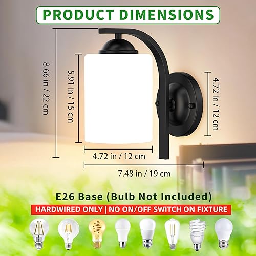 Miniatura 2 de Lámparas de Aplique de Pared para Dormitorio Baño, Iluminación Moderna de Tocador, Linternas de Montaje en Pared de Granja en Negro Mate con Mate