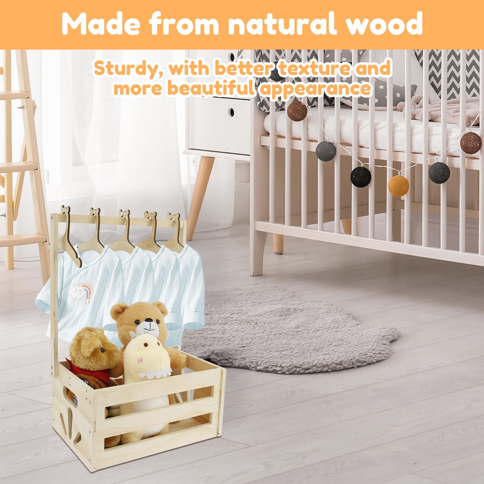 Boîte de rangement pratique en bois pour fête prénatale - Panier de rangement décoratif pour fête prénatale - Panier cadeau pour garçons et filles - Nouveaux parents (A)