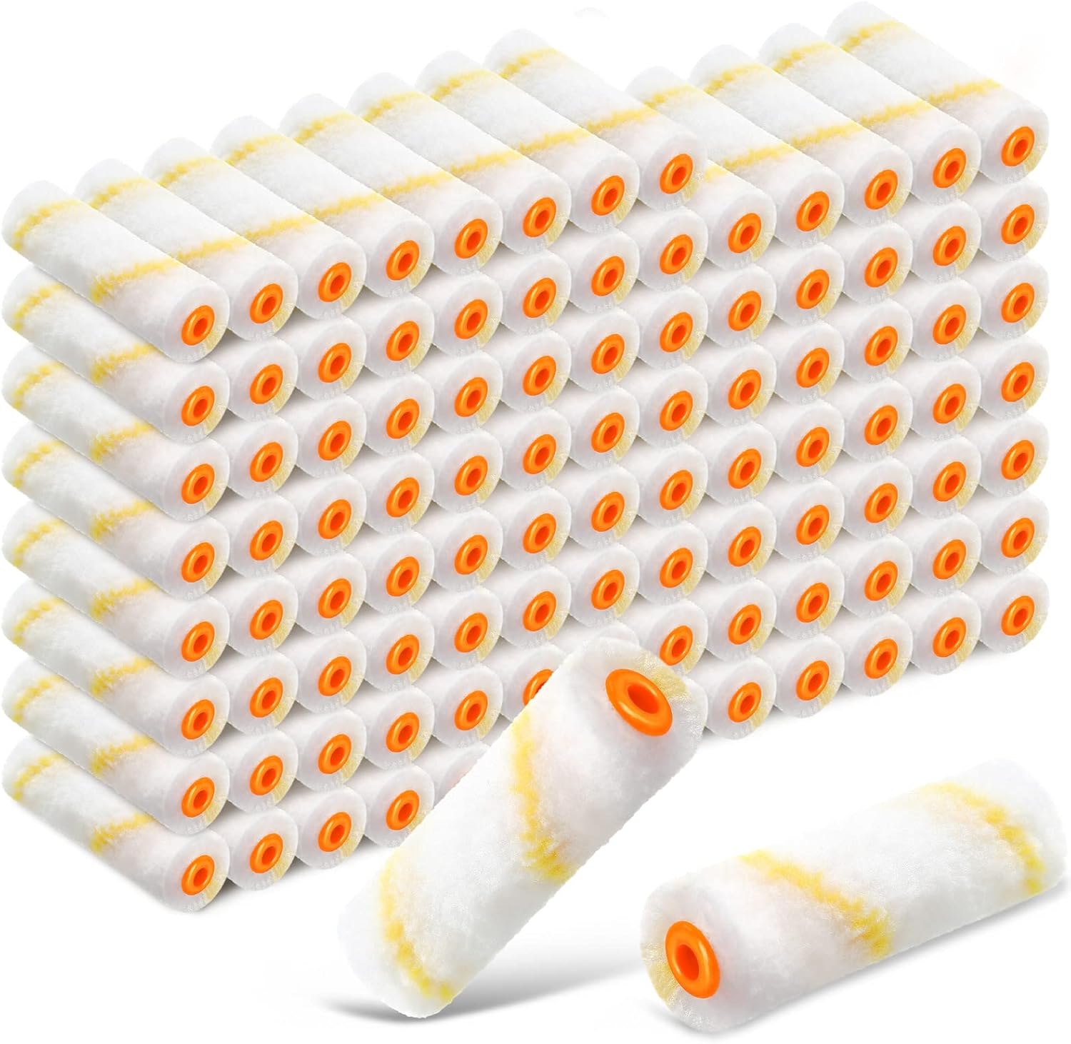 Nuogo 150-Pack 4 Inch Mini Microfiber Paint Roller Covers 1/2" Nap Yellow - Ideal for DIY Doors, Cabinets & Detailed Painting