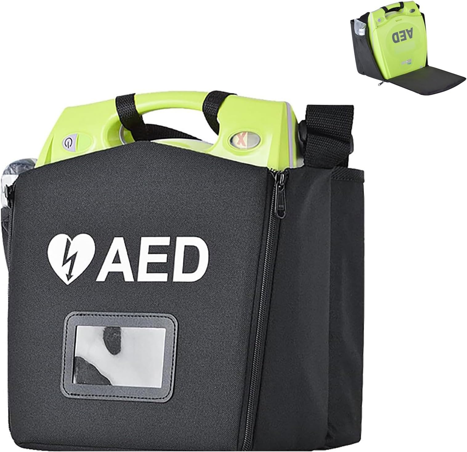 Portable AED First Aid Storage Bag, Defibrillator Pouch with Adjustable Shoulder Strap and Reflective Strips, Emergency Instrument Container with Secure Compartment
