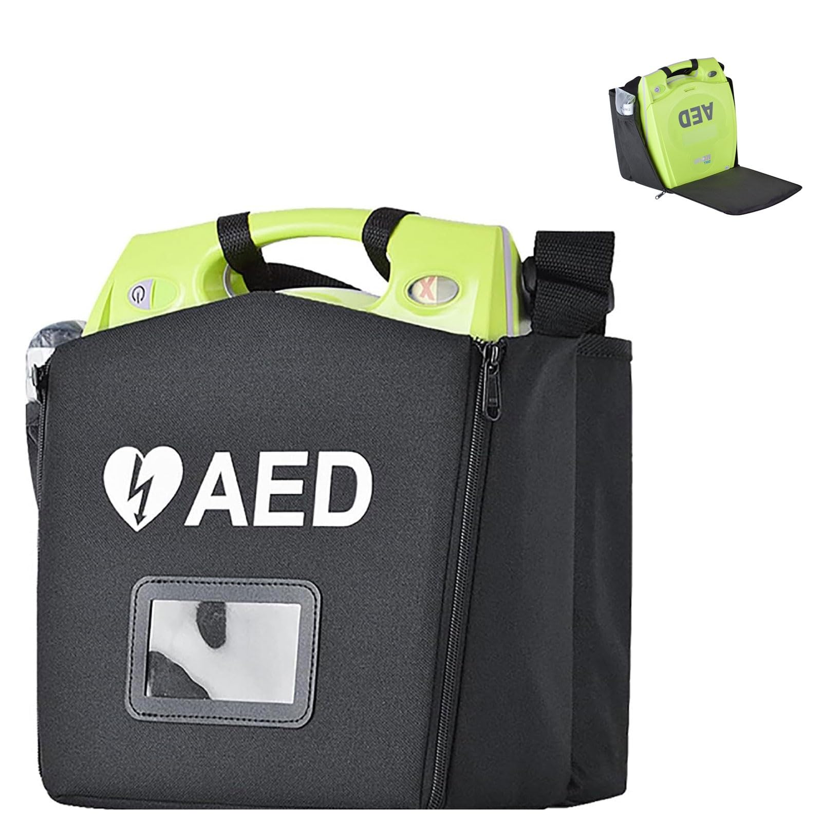 Portable AED First Aid Storage Bag, Defibrillator Pouch with Adjustable Shoulder Strap and Reflective Strips, Emergency Instrument Container with Secure Compartment