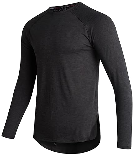 Mens Athletic Shirts - Sueded Crewneck Soft Fleece Lined Long