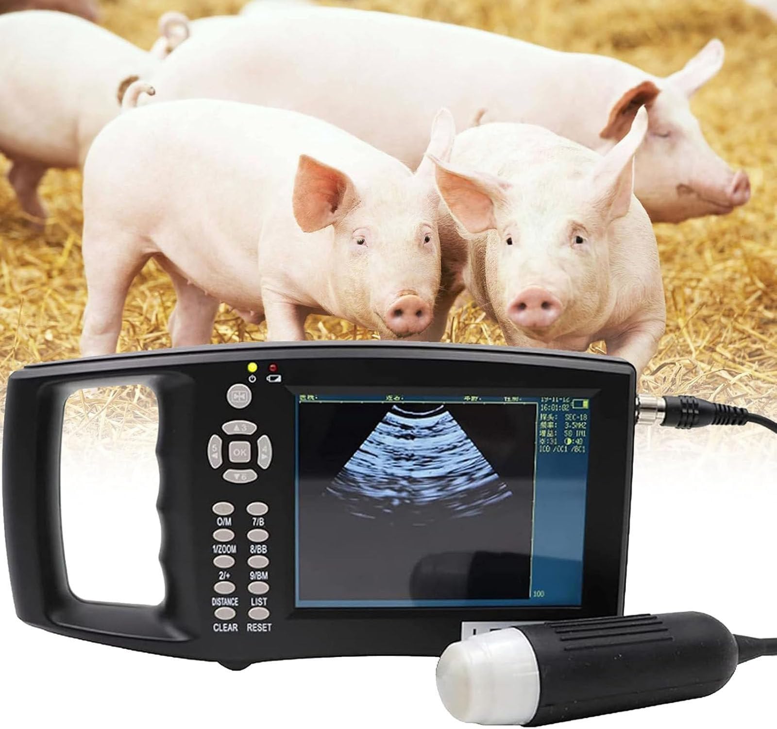 Zestaw weterynaryjnego skanera ultradźwiękowego z sondą mechaniczną do ciąży świni i owiec, 5 trybów wyświetlania, ekran HD do dokładnego testowania ciążowego