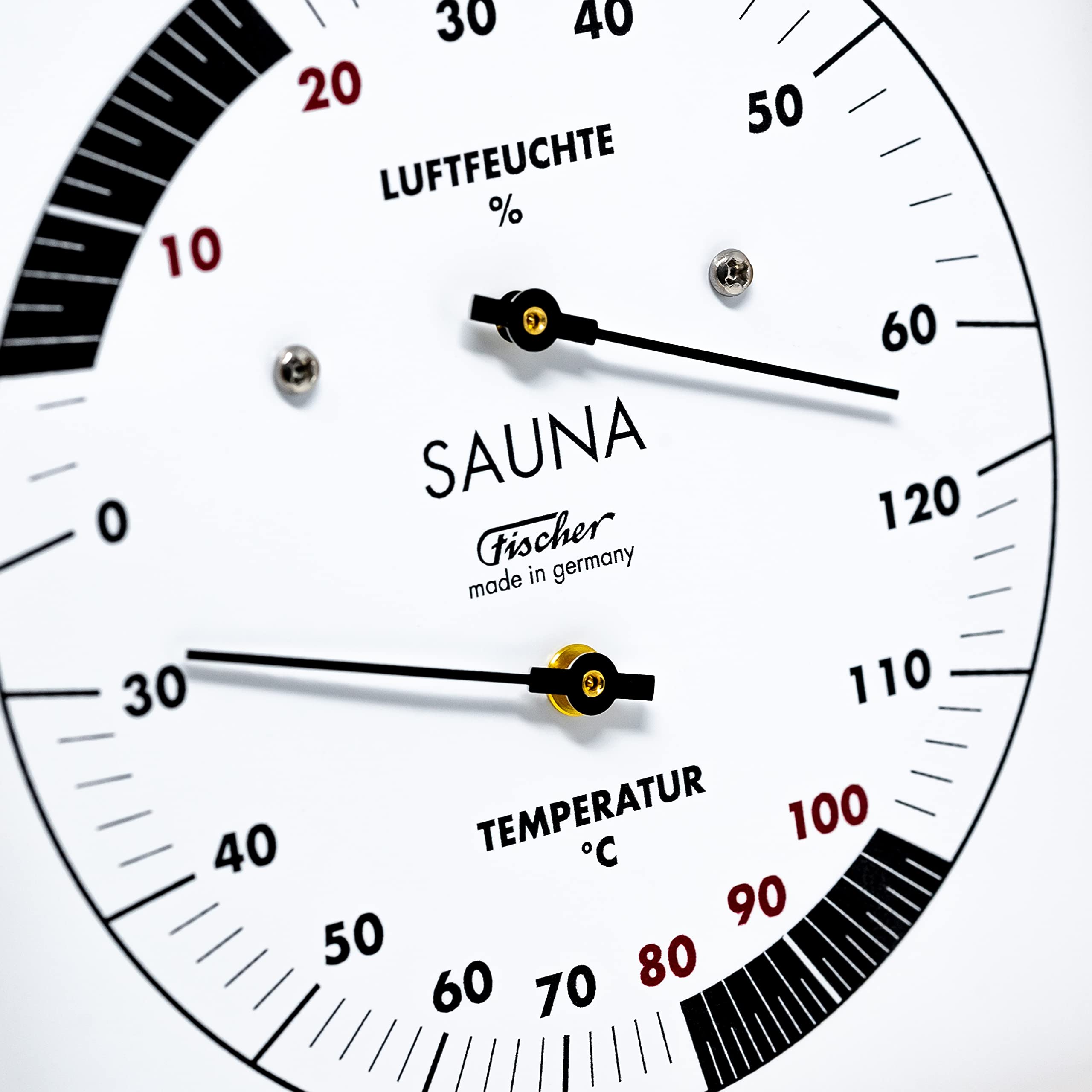 Fischer 188TH-03 - Sauna-Thermohygrometer - 170mm Haar-Hygrometer und Bimetall-Thermometer aus Kiefer - Made in Germany
