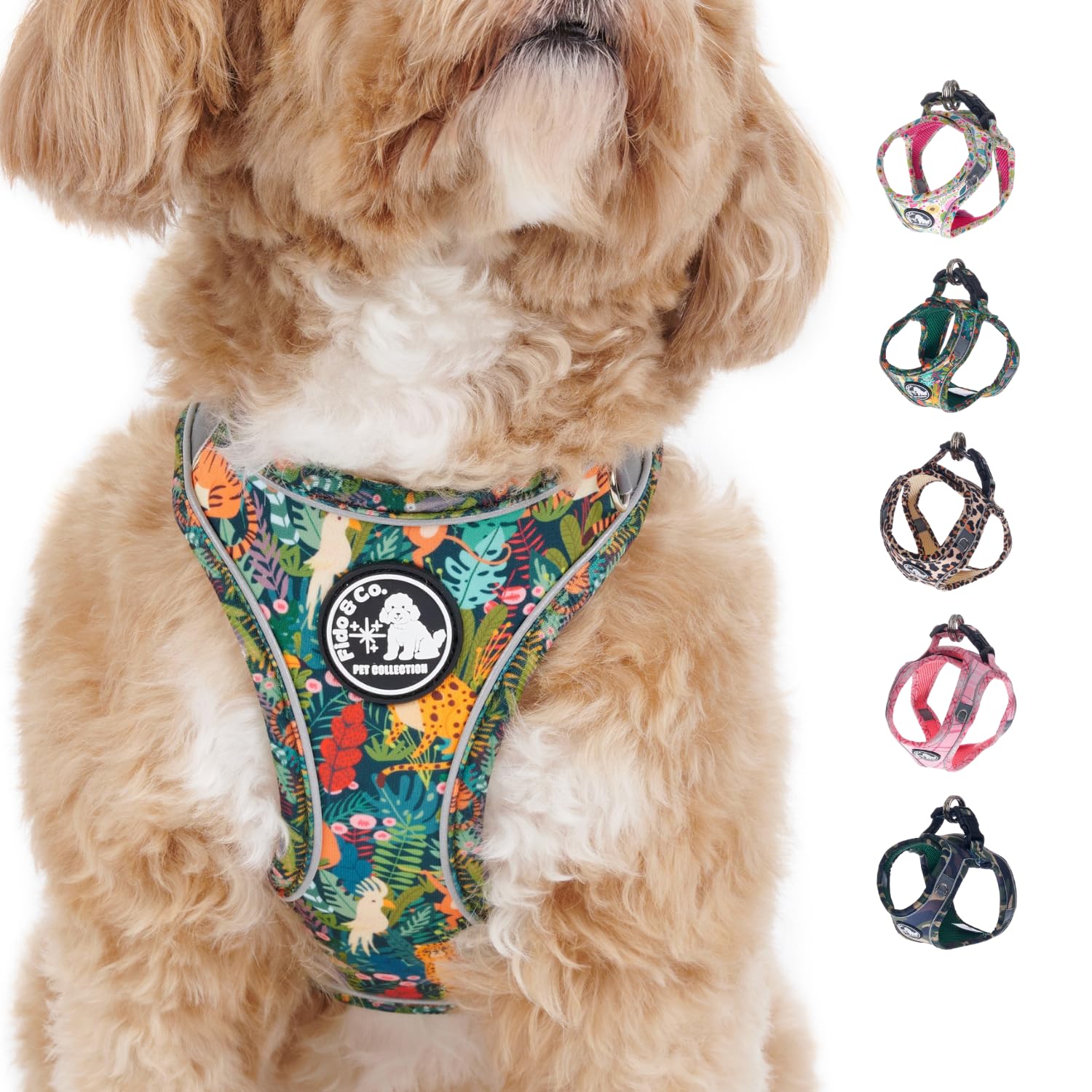 Step In Reflective Dog Harness Vest - For Small Dogs No Pull Soft Neoprene Breathable Cooling Puppy Canine Walking Essential Pet Supplies Pets Design (Green Forest, Large)