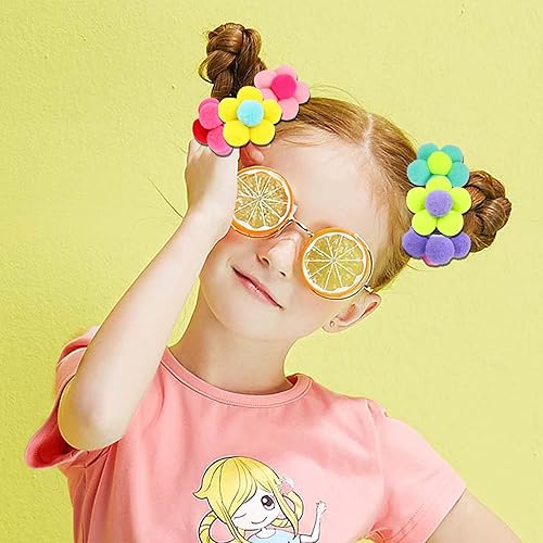 Miniatura 8 de 16 lazos para el pelo con pompones para niñas, suaves y esponjosos, bandas para el pelo con pompones para niños pequeños