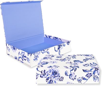 kate spade new york Heirloom Storage Box, Floral Toile | 14" x 10" x 3" Decorative Organizer for Keepsakes, Bachelorette Proposal Gift Box with Bookcloth Cover and Hinge Magnetic Lid