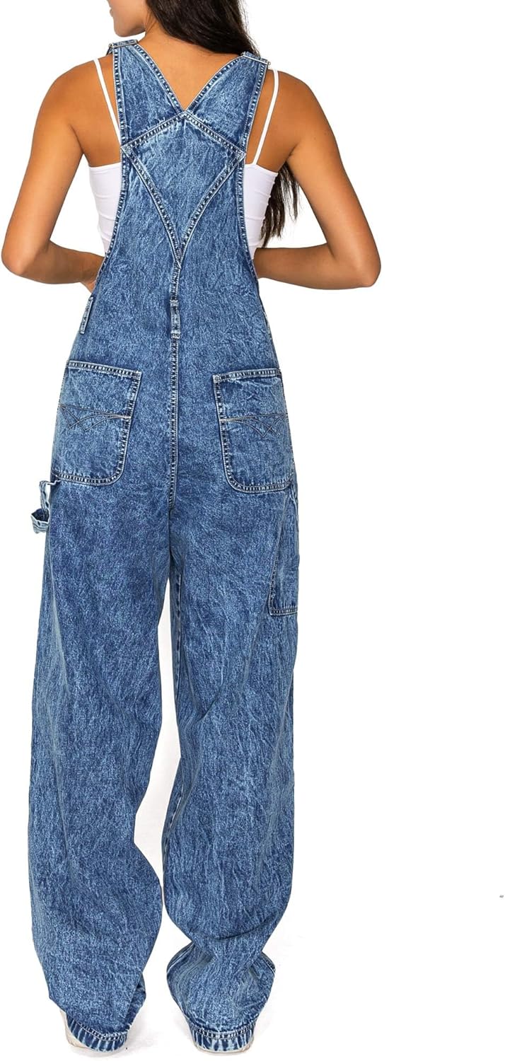 Revolt Women's Juniors Baggy Straight Leg Twill Overalls - Image 3