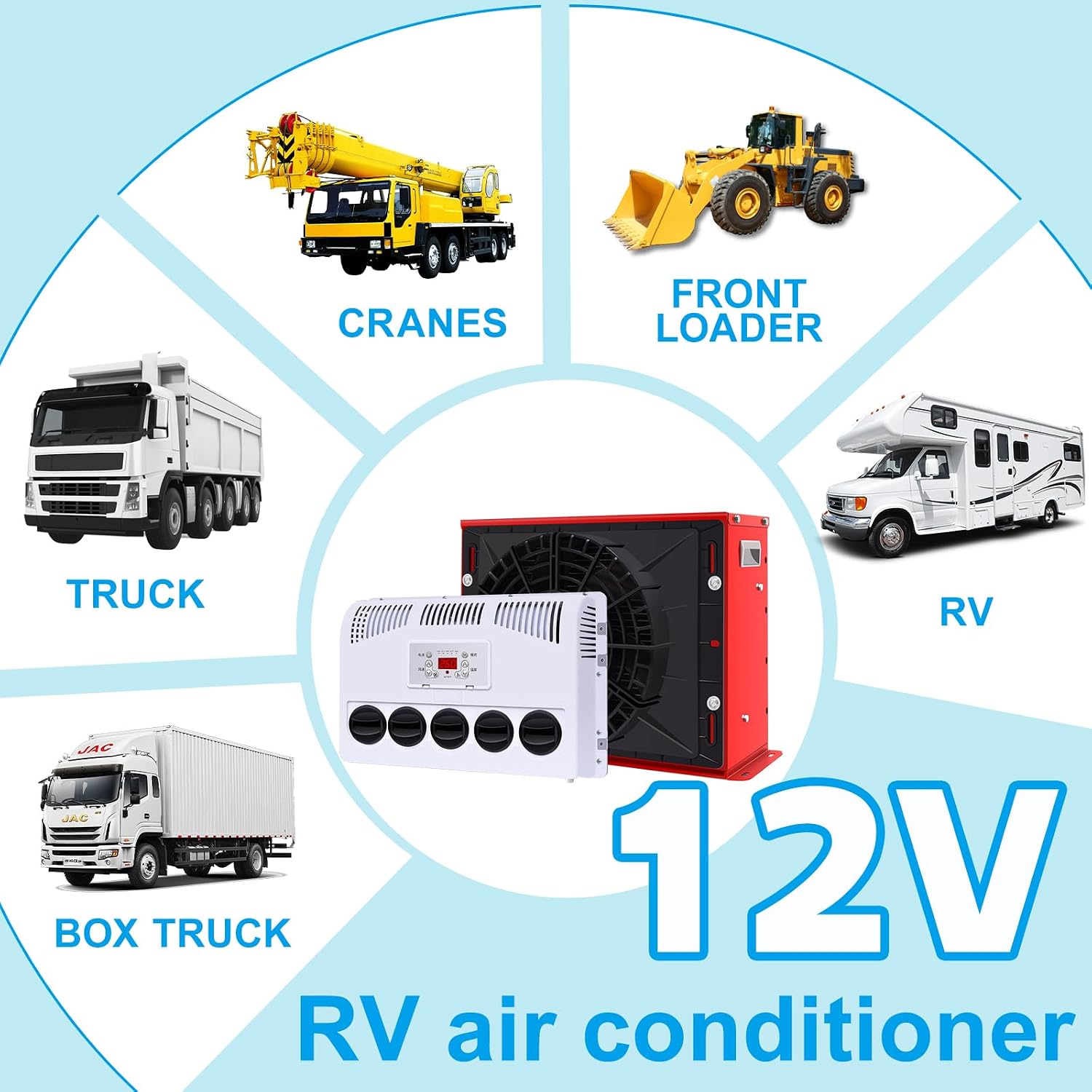 12V RV Air Conditioner, Split Type 11000BTU Truck Air Conditioner,12V AC Unit Suitable for Camping Vehicles, Trucks, RVs, Trailers, Excavators, Vans, 12V DC AC Automotive Parking Air Conditioners