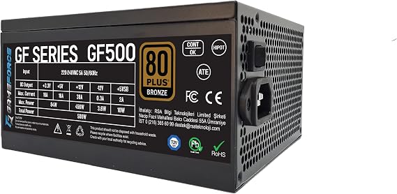 GAMEFORCE GF500 500W 80+ Bronze Certified Power Supply