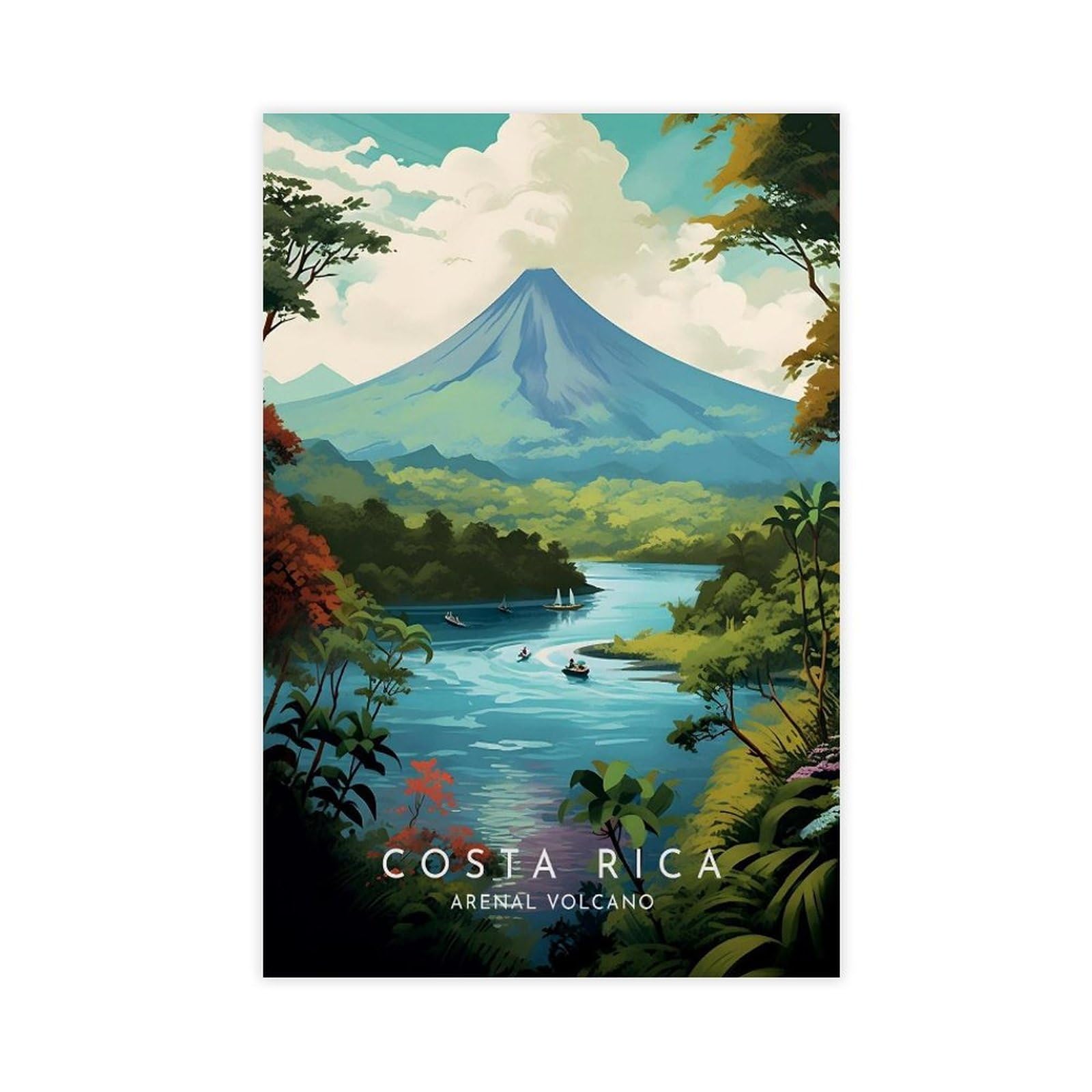 Wlqzfrwv Costa Rica Travel- Costa Rica, Arenal Volcano Canvas Poster Wall Art Decor Print Picture Paintings For Living Room Bedroom Decoration 12X18inch(30X45cm)
