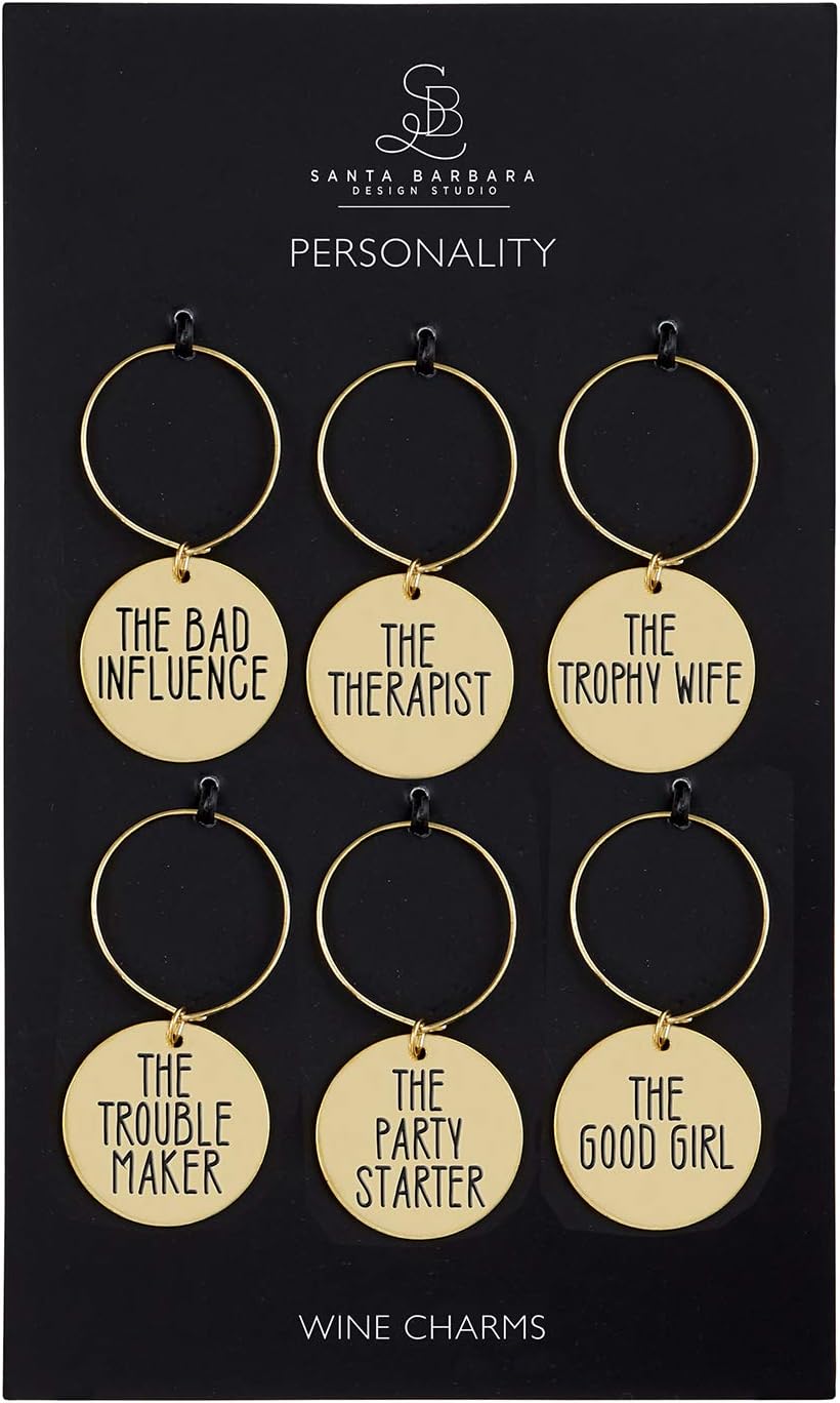 Santa Barbara Design Studio Zinc Alloy Wine Charms, Set of 6, Personality
