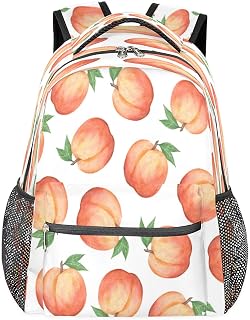 Mochilas para meninos e meninas, mochila escolar com vários bolsos, frutas frescas, pêssego, impermeável, com alça de ombro ajustável para viagens, caminhadas, acampamento, Multi, Medium, Mochilas Daypack