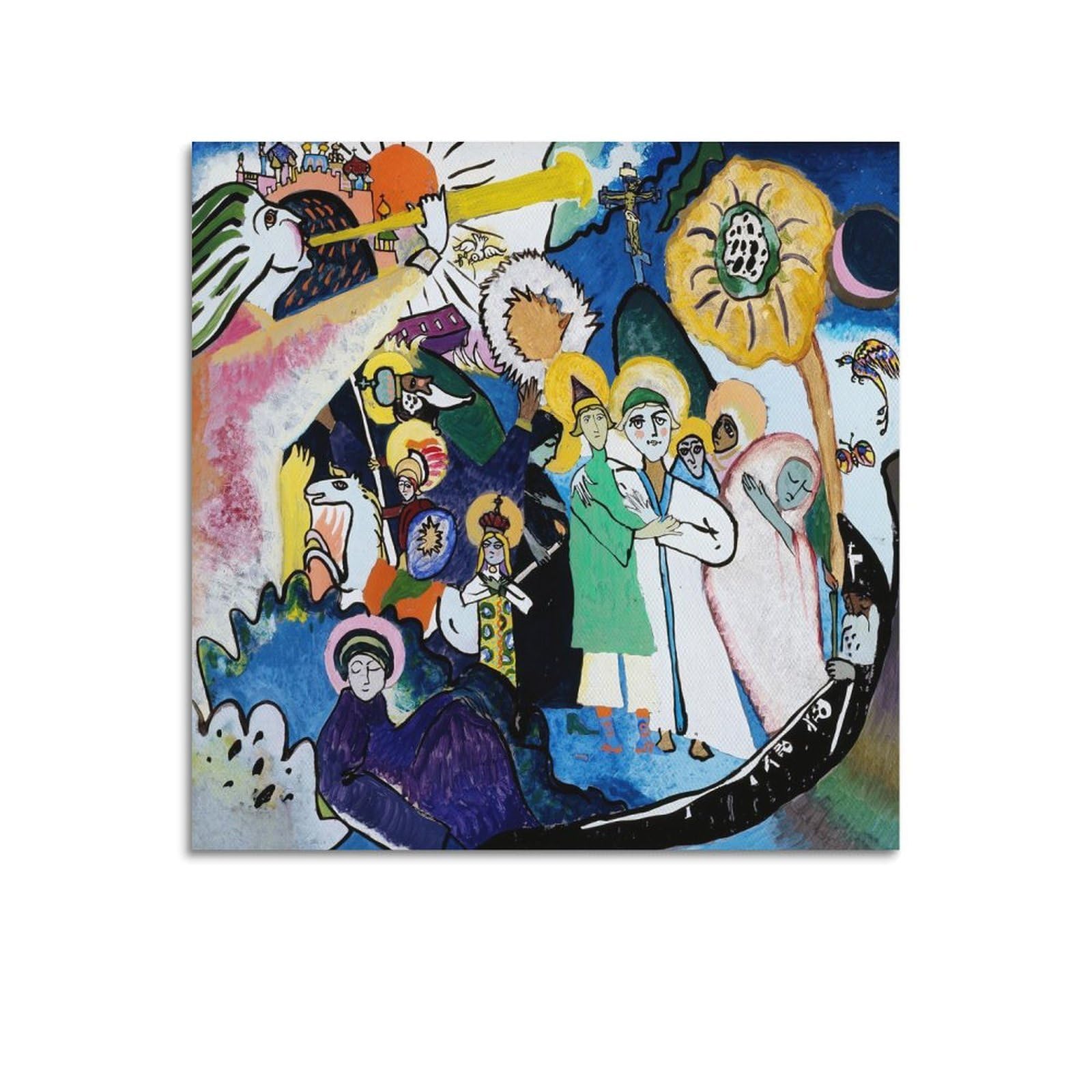 Ymxsdimds Unframe-Style All Saints Day I 1911 By Wassily Kandinsky Painting Poster Art Print Wall Photo Paint Hanging Picture Family Bedroom Decor 12X12inch(30X30cm)