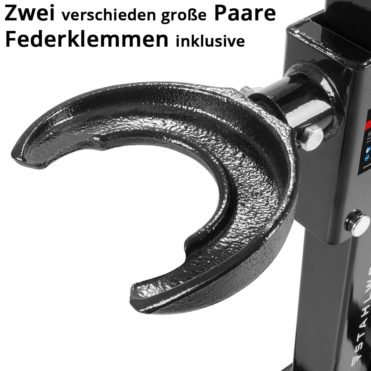 STAHLWERK Hydraulischer Federspanner HSC-820 ST mit 1t Spannkraft zur Montage und Demontage von Stoßdämpferfedern, Universal-Montagespanner | Tuning Werkzeug | Federbeinspanner für Kfz