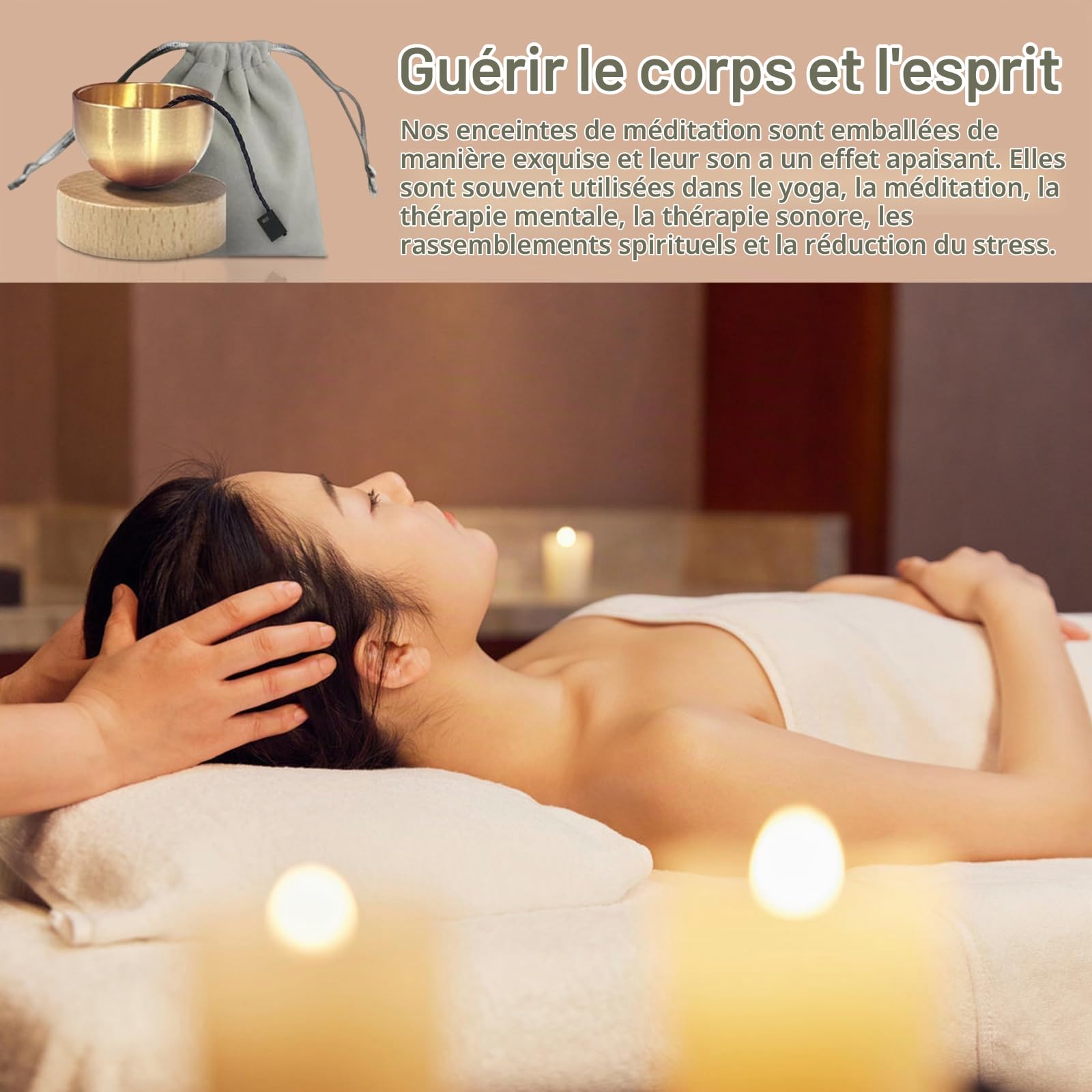 Bol Tibetain - Tibetan Singing Bowl Set - Bol Chantant - Il Peut Soulager Le Stress, Promouvoir Le Sommeil Et Purifier L'Esprit,C'Est un Cadeau Unique pour Les Parents,Les Amis Ou Les CollèGues