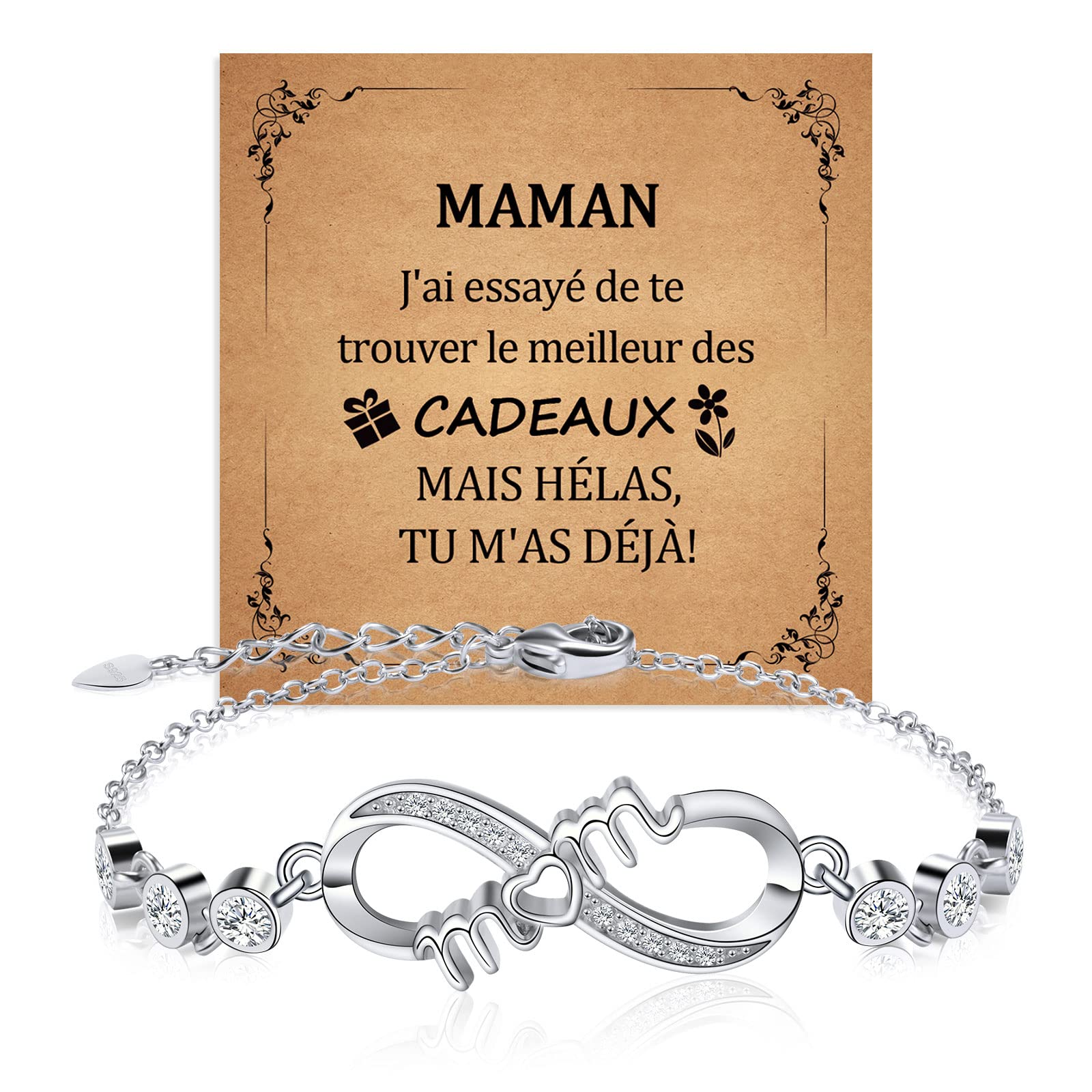CheersLife Regalo Mamma,Braccialetto Infinito mom,FRFR