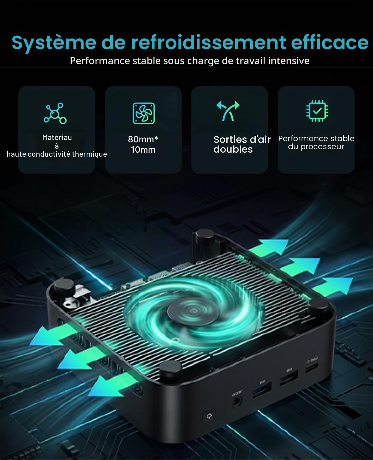 ACEMAGIC M1 Mini PC, AMD Ryzen 7 7735HS jusqu'à 4,75GHz, 24Go LPDDR5 | 512Go NVMe SSD Mini Ordinateur, Windows 11 Pro/4K Triple Display/WiFi 6/BT 5.2/VESA Supporté pour bureau à domicile/Bureau