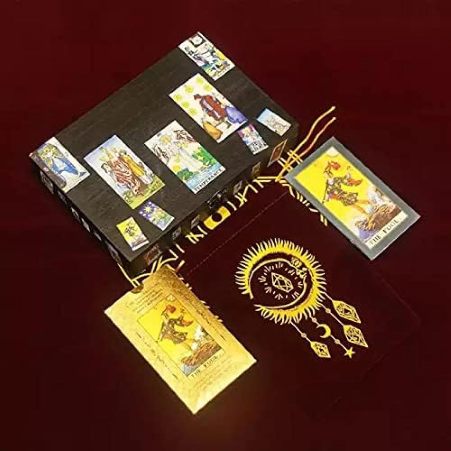 Jeu De Tarot Classique avec Guide, Jeu De Cartes De Tarot De Luxe en Feuille D’Or Anti-Rides Imperméable en PVC pour Les Débutants Et Les Lecteurs Experts, Cartes De Tarot avec des Signific