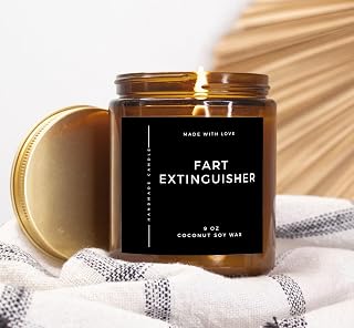 Fart Extinguisher Candle Amber Jar 9oz Funny Fart Candle Unique Candle for Birthday and Christmas Candle Joke Candle Humorous Candle, 9oz Candle, Soy Wax Candle