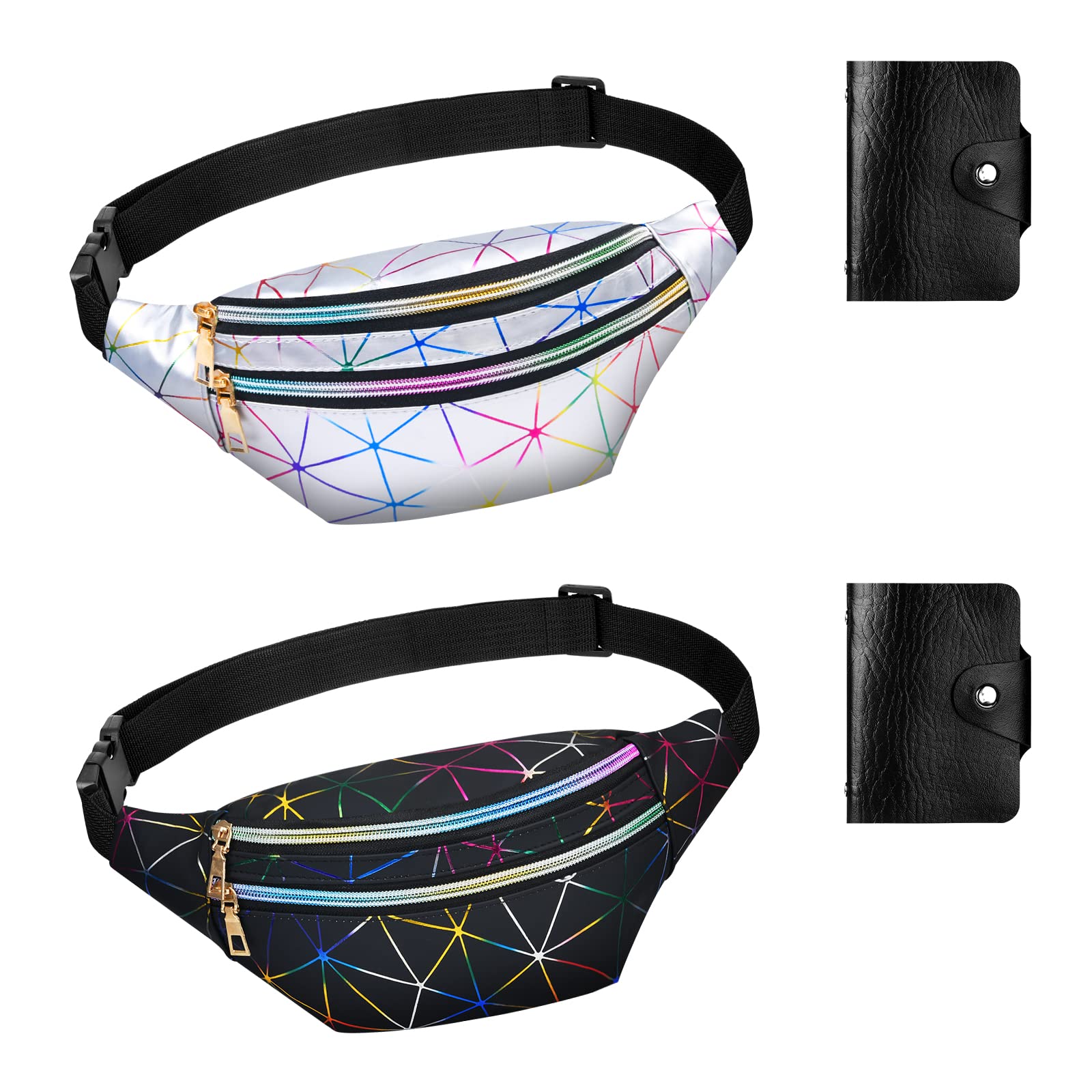 flintronic Riñonera Mujer Moda Impermeable, Bolsa de Cinturón Moda Cuero de PU, Riñonera Deportiva Viaje Marcha Brillante,para Mujeres Hombres Turismo Deportivo (1*Bolsa de Tarjeta Gratis)