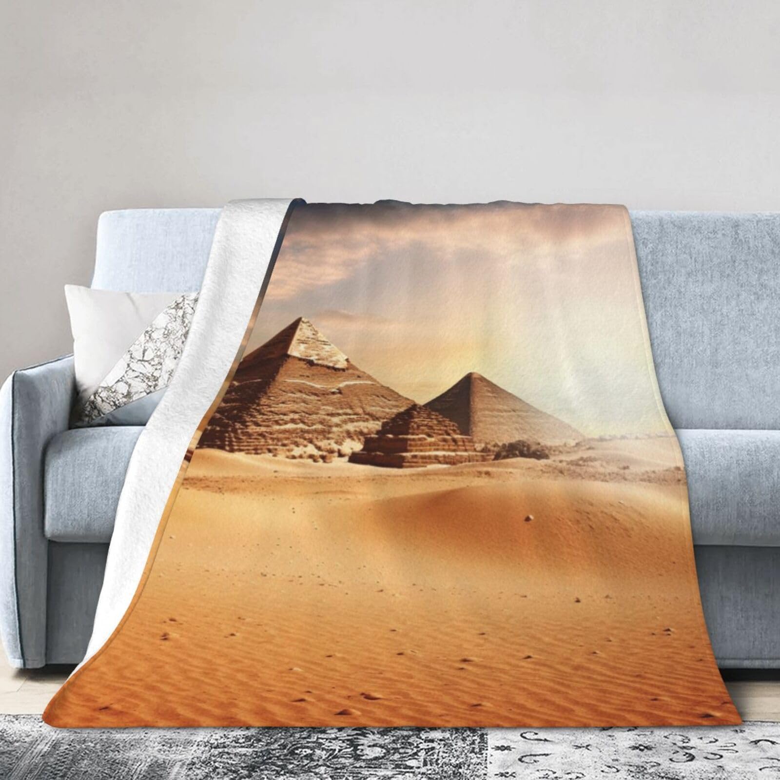 Couverture micro-polaire désert d'Égypte pour camping et soirées canapé