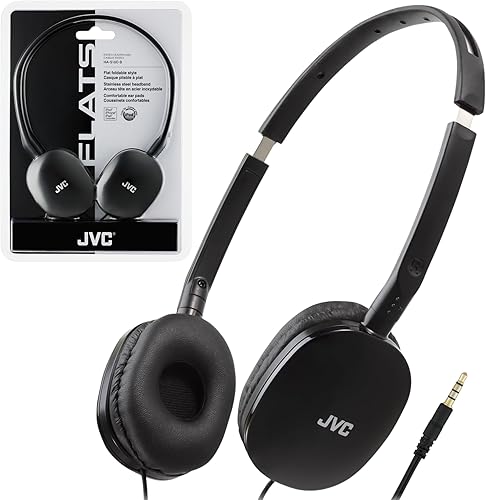 Auriculares JVC al oído con cable - Diseño plano y plegable - Controlador de 30mm para un sonido potente - Almohadillas suaves para la comodidad –