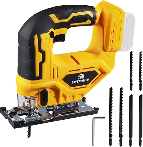 Sierra de calar inalámbrica compatible con batería Dewalt de 20 V máximo, sierra de calar sin escobillas para 3 ajustes orbitales, 3200 RPM, cortes