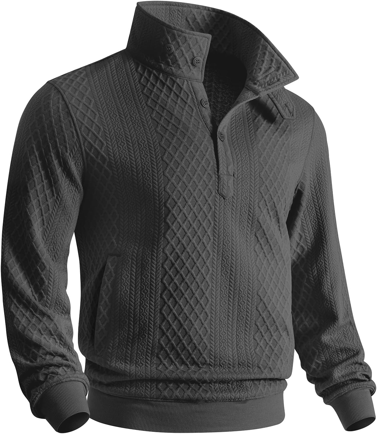 CANGHPGIN Sweatshirts for Men Long Sleeve Sweatshirts Stand Collar Quarter Pullover Sweater with Pockets